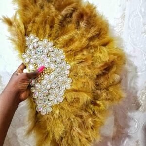 Gold Luxury Bridal Feather Fan