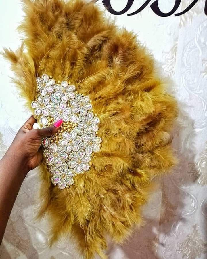 Gold Luxury Bridal Feather Fan